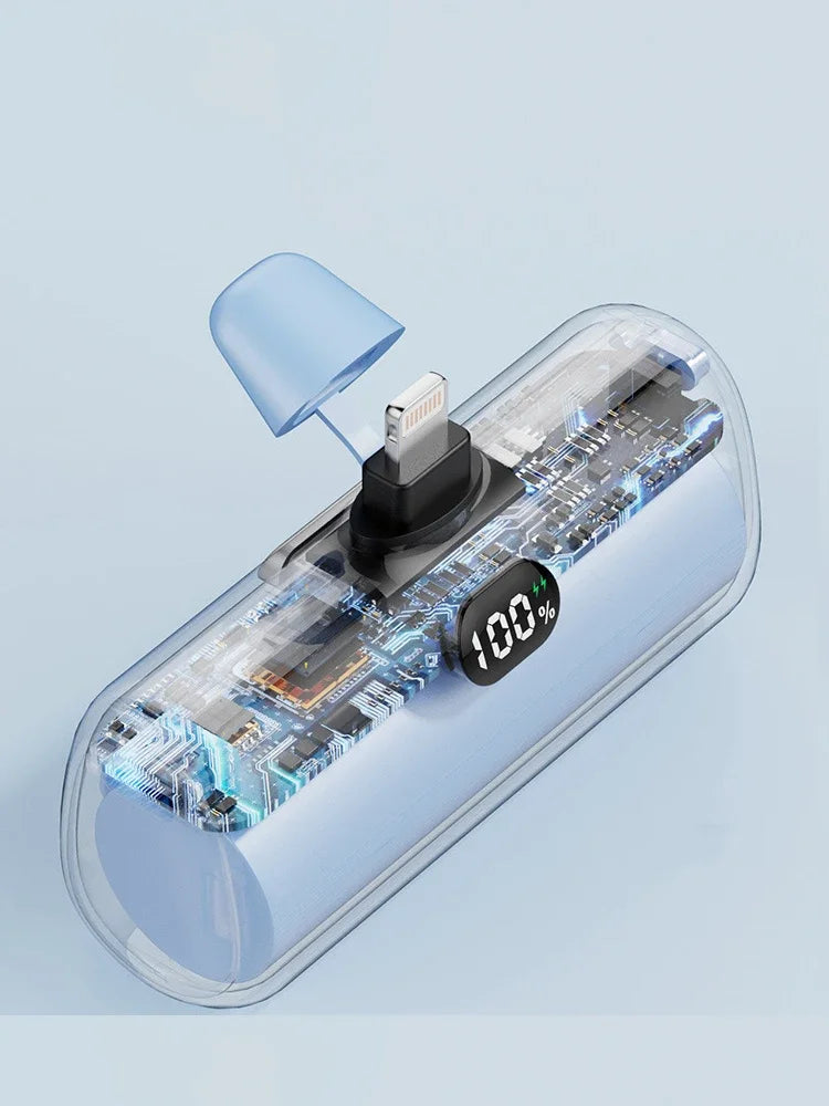 New Mini Capsule Power Bank Pocket Fast Charging Digital Display Power Bank Holder Portable Power Bank for iPhone,Xiaomi,Huawei
