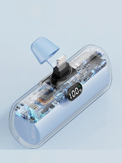 New Mini Capsule Power Bank Pocket Fast Charging Digital Display Power Bank Holder Portable Power Bank for iPhone,Xiaomi,Huawei