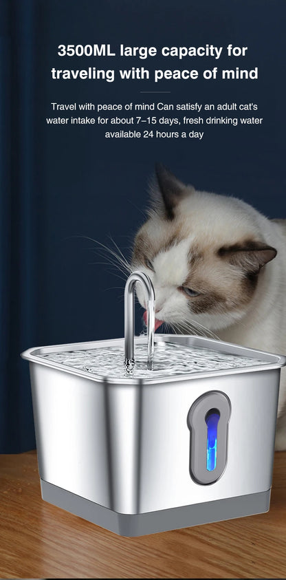 4.0L Stainless Steel Water Fountain For Cat With App Control Smart Automatic Intelligent Pets Water Dispenser Cats Dogs Products