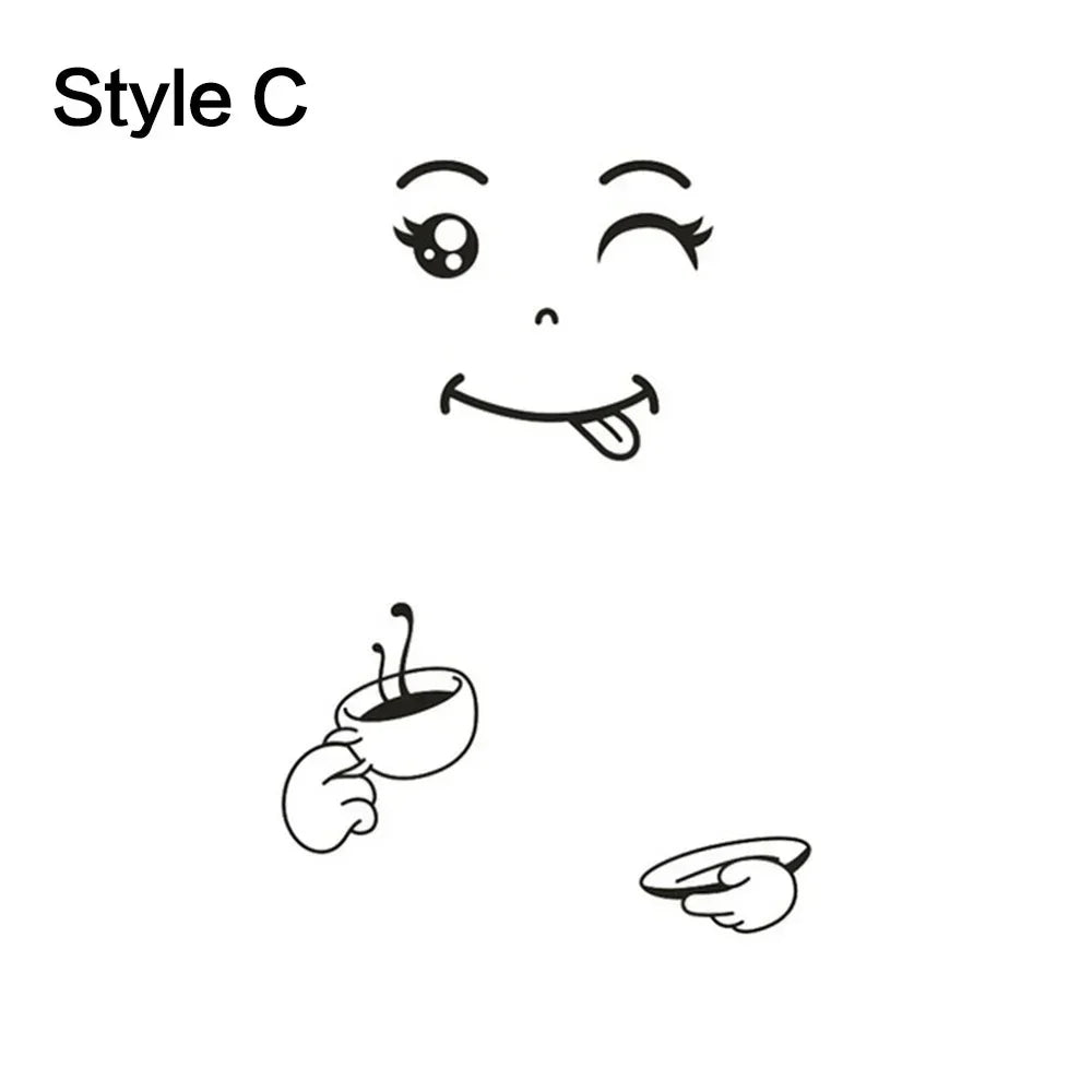 Cute Cartoon Refrigerator Stickers Removable Creative Wall Decor for Bedroom Living Room Smile Face Door Stickers