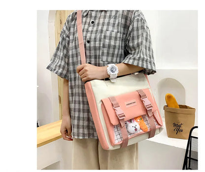 New Large-Capacity Primary School Junior High School Students Shoulders Backpack High School Five Sets of Multi-Compartment Fash