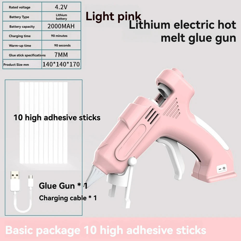 Cordless Hot Melt Glue Gun Child Hand Crafts Home DIY Repair Use 7mm Glue Stick Wireless Glue Gun