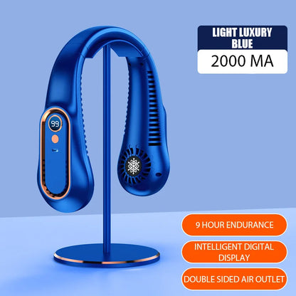 Hanging Neck Fan Portable Bladeless Neck Fan Rechargeable Air Cooler Digital Display Mini Summer Sports Fans