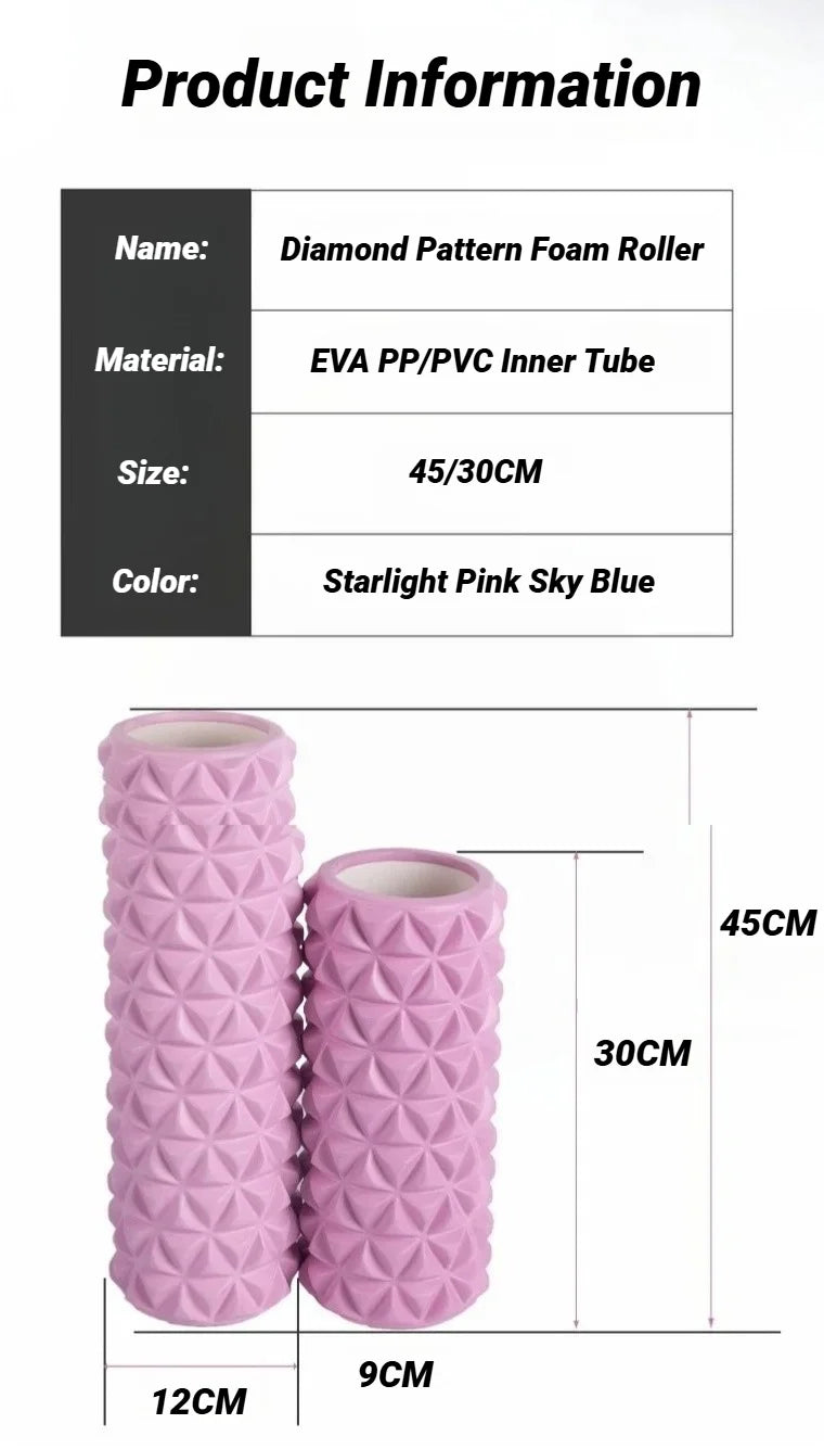 3D Diamond Foam EVA Massage Roller Hollow Yoga Column Fitness Equipment For Muscle Physiotherapy And Sports Rehabilitation Rolle