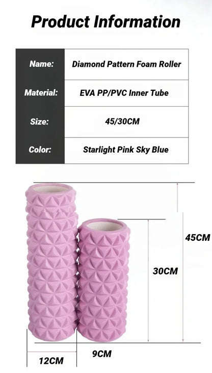 3D Diamond Foam EVA Massage Roller Hollow Yoga Column Fitness Equipment For Muscle Physiotherapy And Sports Rehabilitation Rolle