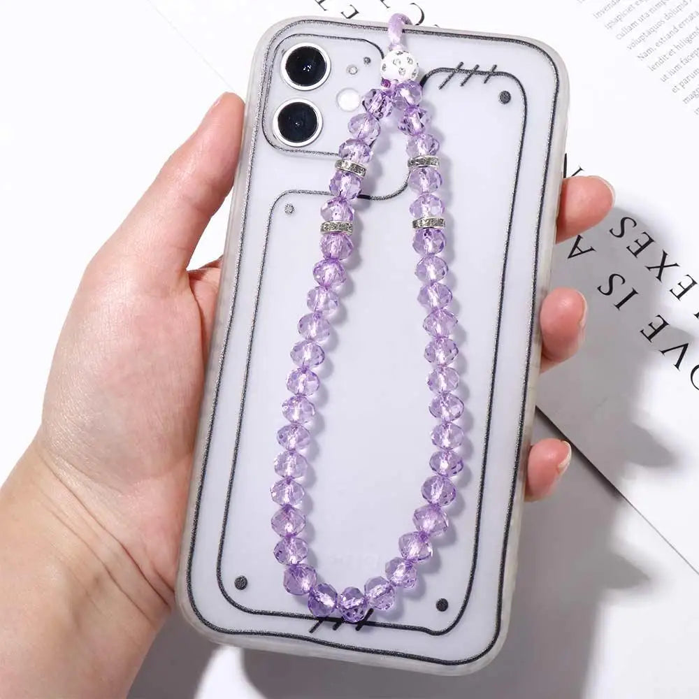 Beads Wrist Strap Hand Wrist Lanyard Phone Charm Mobile Phone Chain Crystal Phone Straps Mobile Phone Straps Phone Lanyards