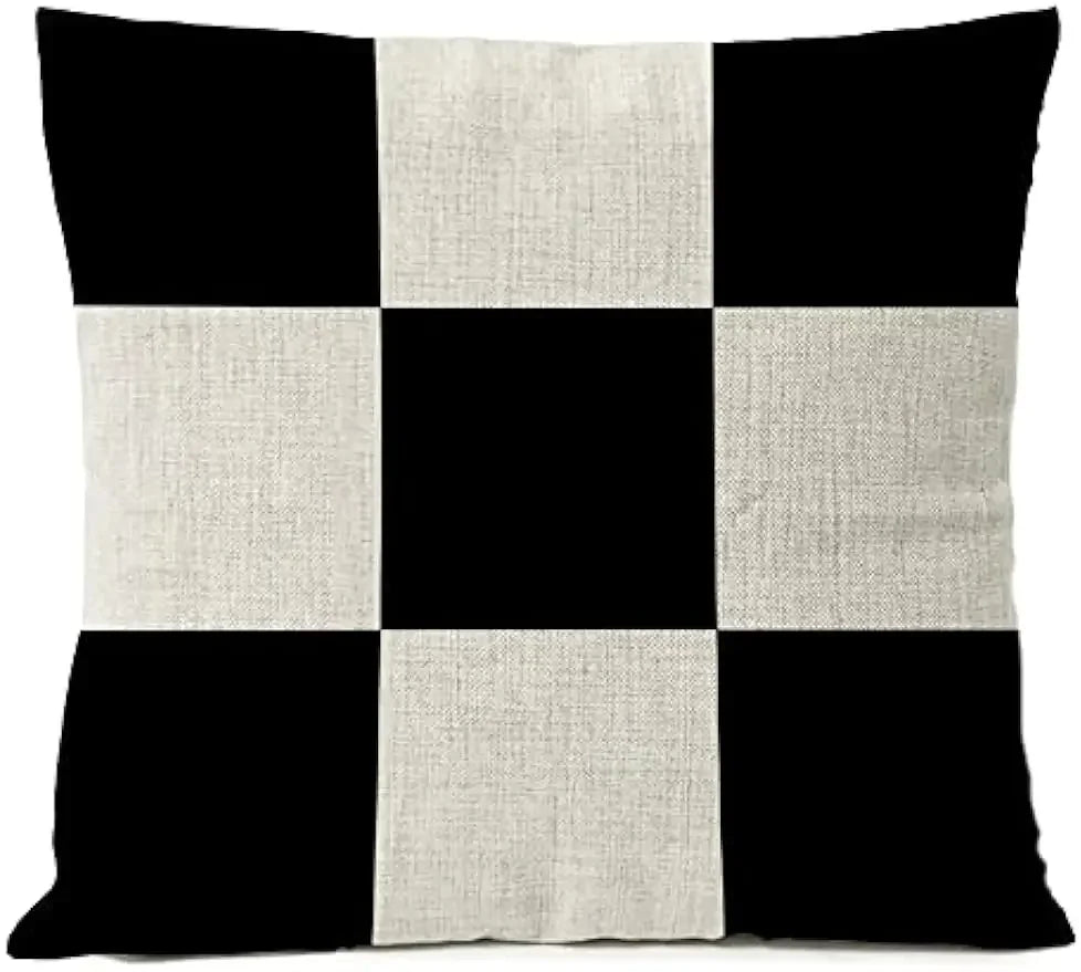 Black geometric pillowcase, linen cushion cover, office home décor sofa pillowcase, cushion cover 45x45