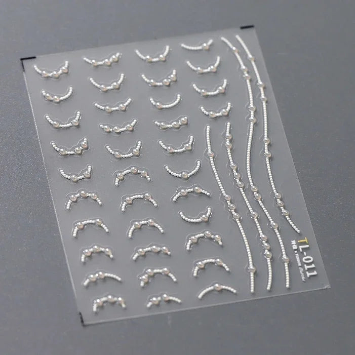 5Dquality pearl thread curtain nail art stickers French line decorative nail art stickers art slider decals nail art accessories