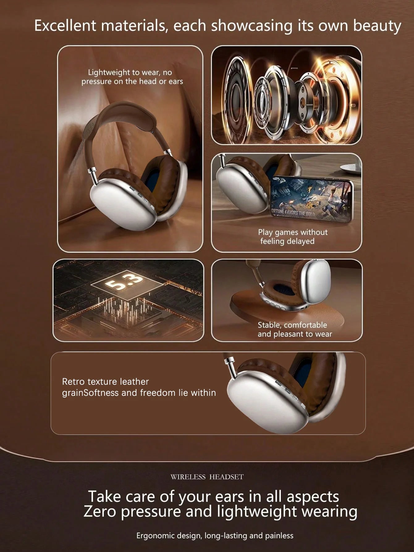 Headset wireless headset, long range, office listening headset, gaming game wireless headset