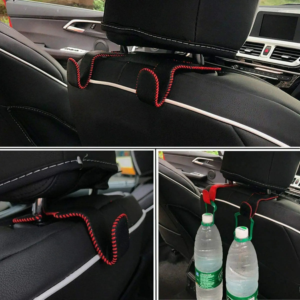2PCS Car Headrest Hooks Universal Back Seat Hanger Headrest Holder Hooks Leather Car Seat hooks Automobile Interior Accessories