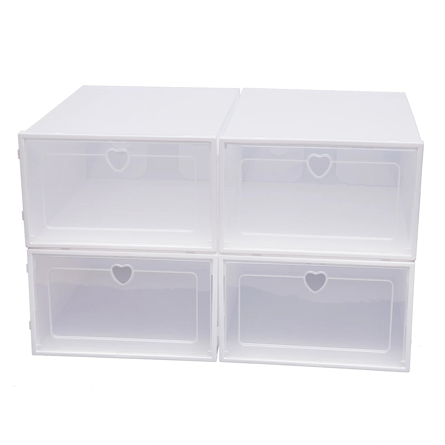20Pcs Foldable Shoe Storage Boxes with Lids Transparent Stackable Containers Drawer Style PP Plastic Shoe Organizers