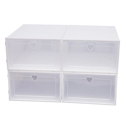 20Pcs Foldable Shoe Storage Boxes with Lids Transparent Stackable Containers Drawer Style PP Plastic Shoe Organizers