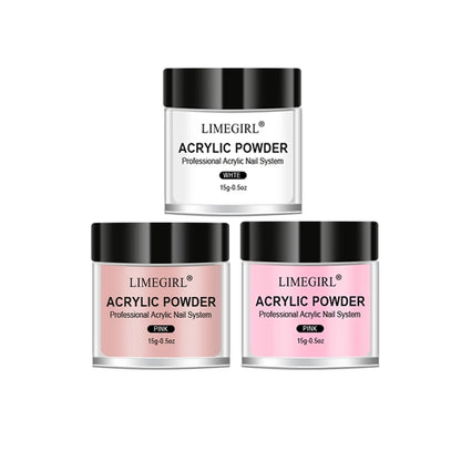 40ml Crystal Liquid With 45ml Acrylic Powder Set Lnclude Pink White Transparent Acrylic Powder Kit Suitable Beginner Nail Kit