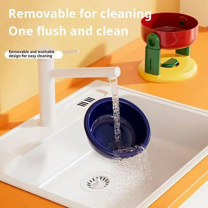 Pet Feeder Slow Feed Bowls Double Bowls Foldable with 3 Adjustable Height Suitable for Pets of Different Heights Water Feeding