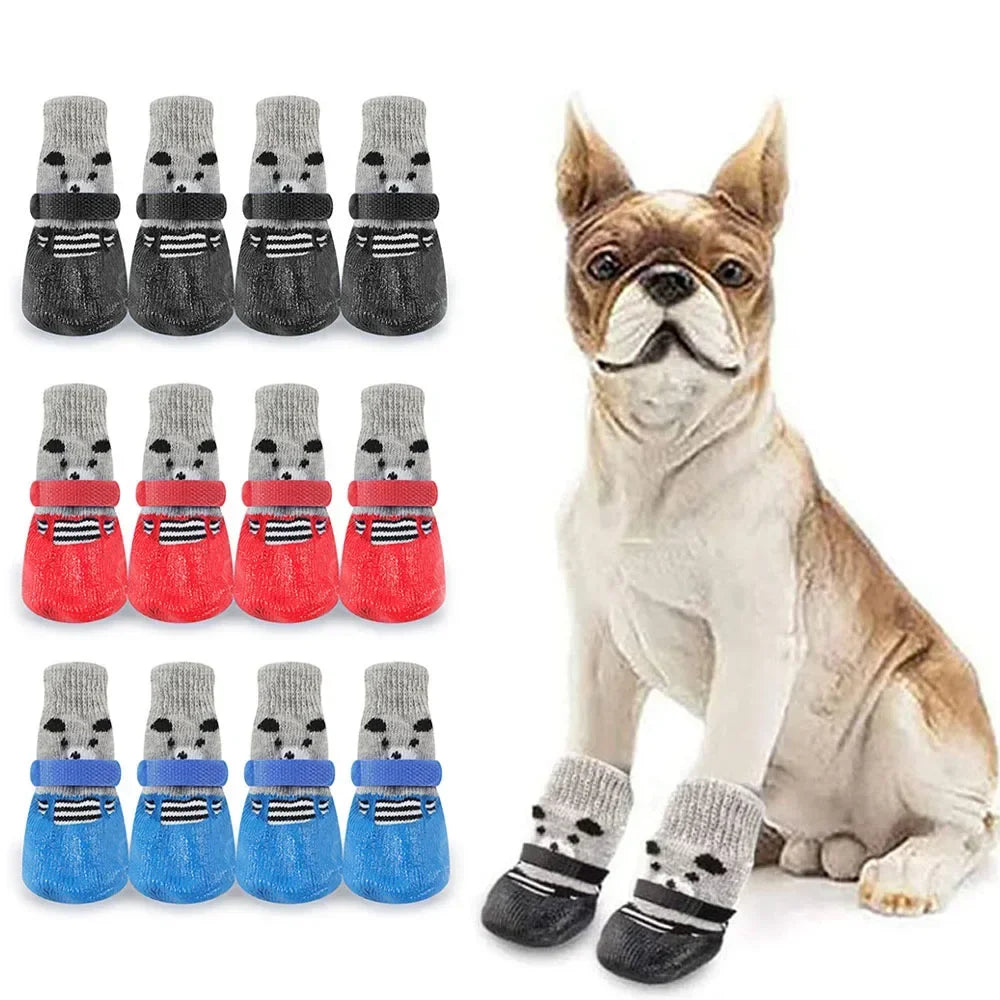 Dog Socks Waterproof Shoes Breathable Sock for Dogs Cats Non-Slip Soles Adjustable Small Dog Paw Socks for Indoor Outdoor