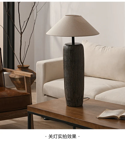 Ceramic floor lamp Wabi Sabi Style fabric lamp shade japanese floor lamp for Living Room Salon Corner Sofa Lounge Standing Light