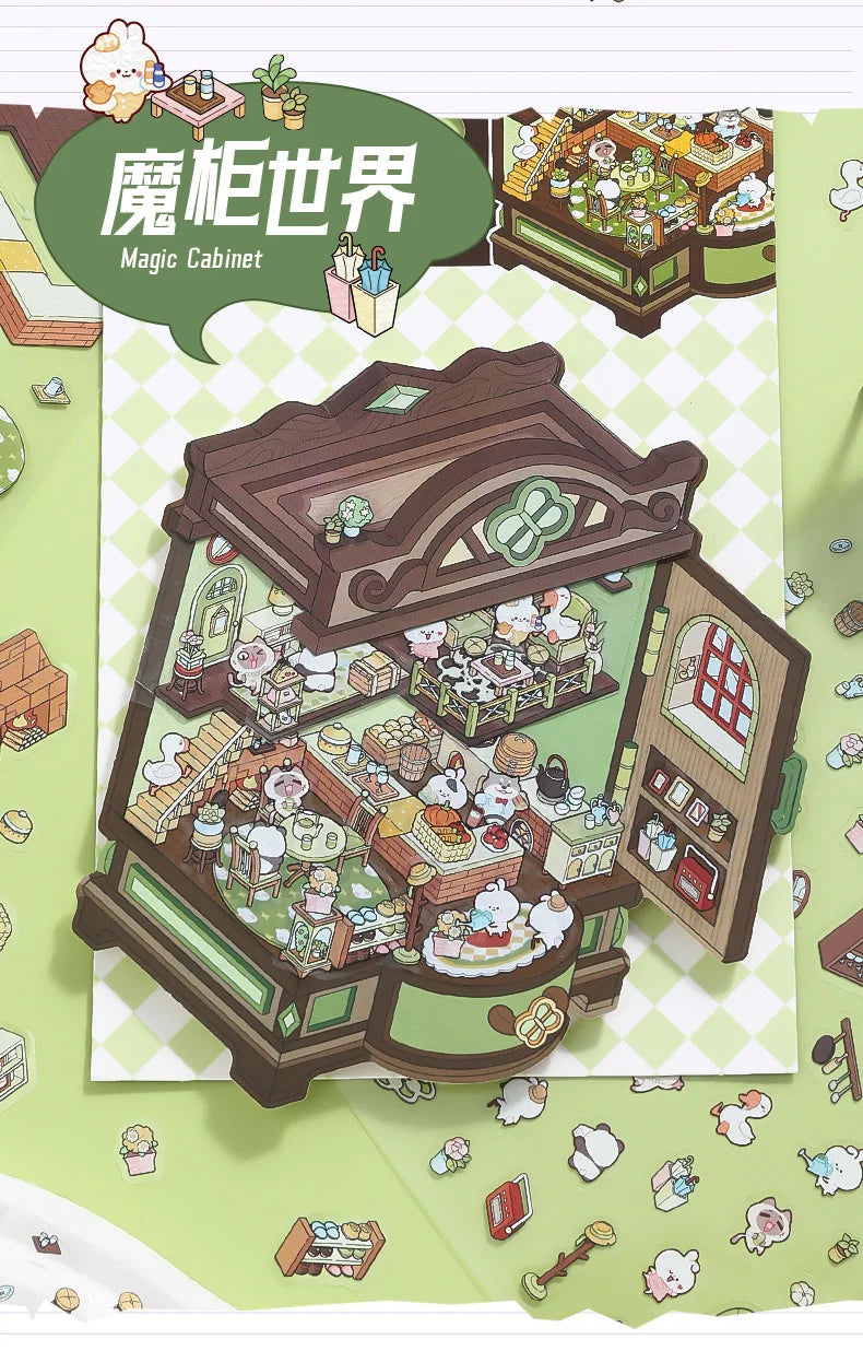 Creative Design Landscaping Sticker for Student Cute Cartoon Magic 3D Stack Scene Scrapbook Sticker Sweet Student Supplies