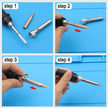 5pcs Soldering Iron 900M Soldering Iron Head Set Inside Hot Bare Copper Electric Soldering Iron Tip