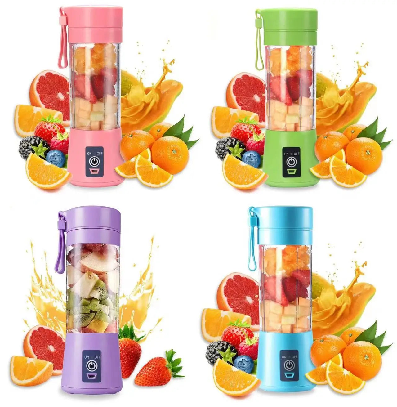 380ml Blue/Pink Mini Portable Blender Milkshake Cup With USB Rechargeable 6 Blades Mini Fruit Juice Mixer Shake Take Juice Cup