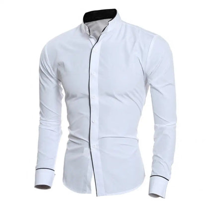 Male Shirt Fabulous Formal Wear Men Shirt Formal Contrast Color Line Autumn Shirt for Meetings