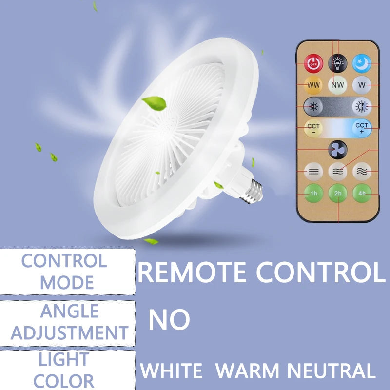 Smart 3-in-1 Ceiling Fan with Remote Control Lighting Lamp E27 Converter Base 85-265V Lighting Base for Bedroom and Living Room
