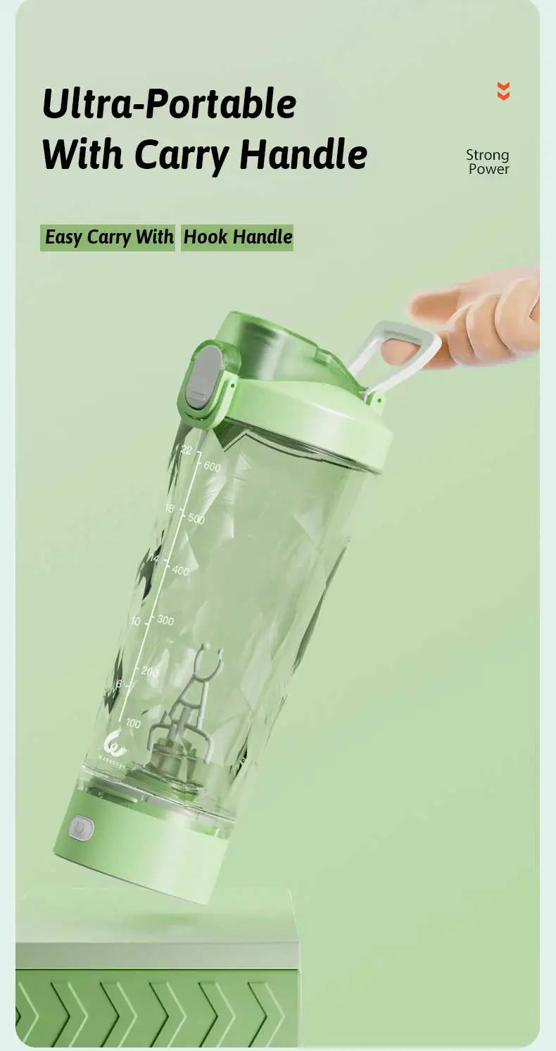 Portable Mixing Cup 600ml Protein Shaker Bottle Fully Automatic Blender Kettle USB Rechargeable Multipurpose for Gym Outdoor