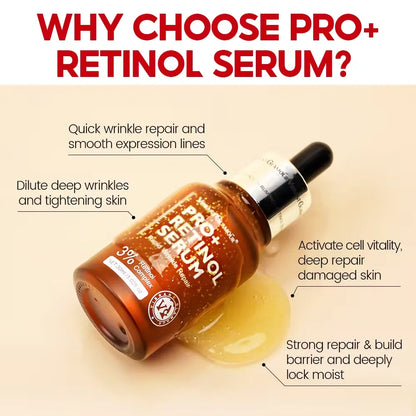 VIBRANT GLAMOUR  PRO+ Retinol Face Serum Upgrade 3% Retinol+3X Peptide+5X Ceramide Repair Skin Firming Collagen Anti-Aging