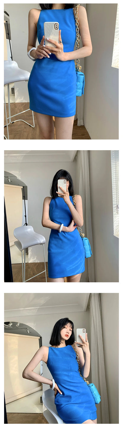 Jielur Summer Women New Spaghetti Strap Elegant Party Mini Dress Female Fashion Sexy Ladies Sleeveless Clothes