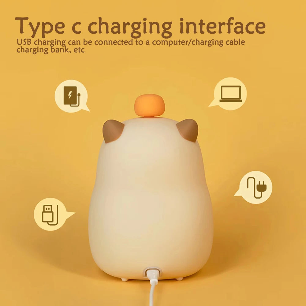 Cute Capybara Clock LED Digital Alarm Clock Rechargeable Table Clock Study Work Clock 12/24H Bedside Clock with Night Light