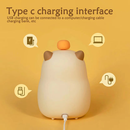 Cute Capybara Clock LED Digital Alarm Clock Rechargeable Table Clock Study Work Clock 12/24H Bedside Clock with Night Light