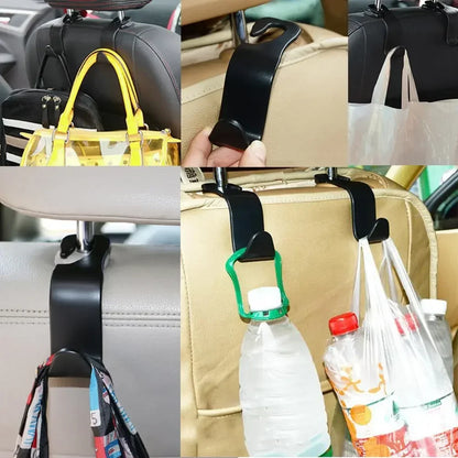 4PCS Car Seat Headrest Hooks Universal Auto Back Seat Organizer Hanger Storage Holder for Bags Purse Handbag