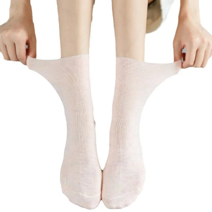 5 Pairs Diabetic Non Binding Socks for Women Pregnant Woman Elderly Long Socks Comfortable Breathable Black White Socks Women