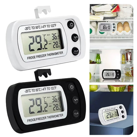 Fridge Thermometer With Hook Anti-Humidity Refrigerator Freezer Electric LCD Display Digital Thermometer Temperature Monitor