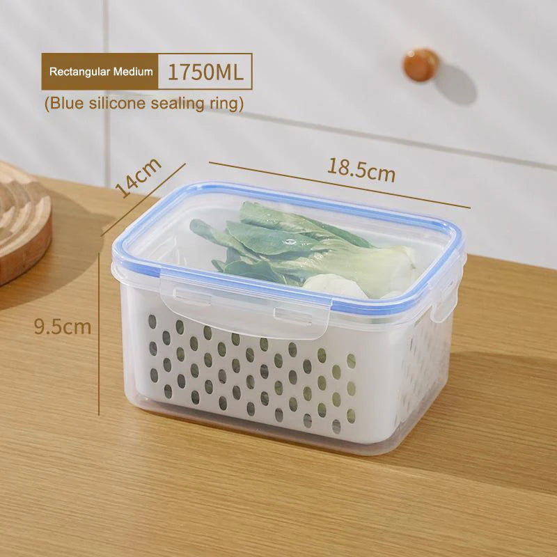 Fresh Vegetable Fruit Boxes Drain Basket Storage Containers Refrigerator Storage Box Fridge Organizer Pantry Kitchen Organizer