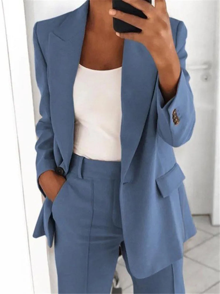 Casual Long Sleeve Outwear Office Lady Spring Autumn Fashion Elegant Solid Turn Down Collar Blazer Coats For Women 2023 Top