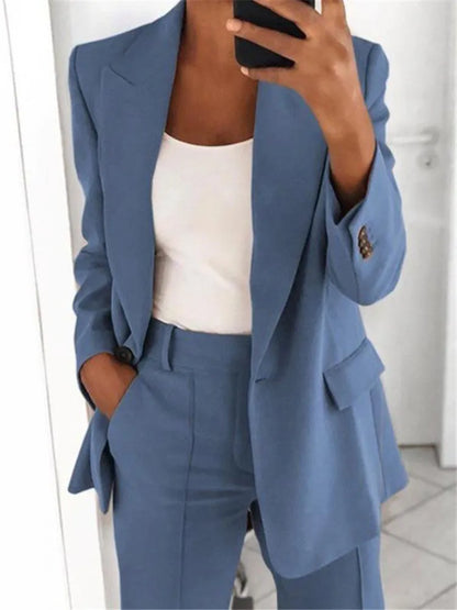 Casual Long Sleeve Outwear Office Lady Spring Autumn Fashion Elegant Solid Turn Down Collar Blazer Coats For Women 2023 Top