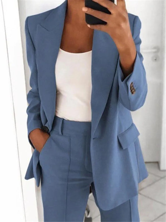 Casual Long Sleeve Outwear Office Lady Spring Autumn Fashion Elegant Solid Turn Down Collar Blazer Coats For Women 2023 Top
