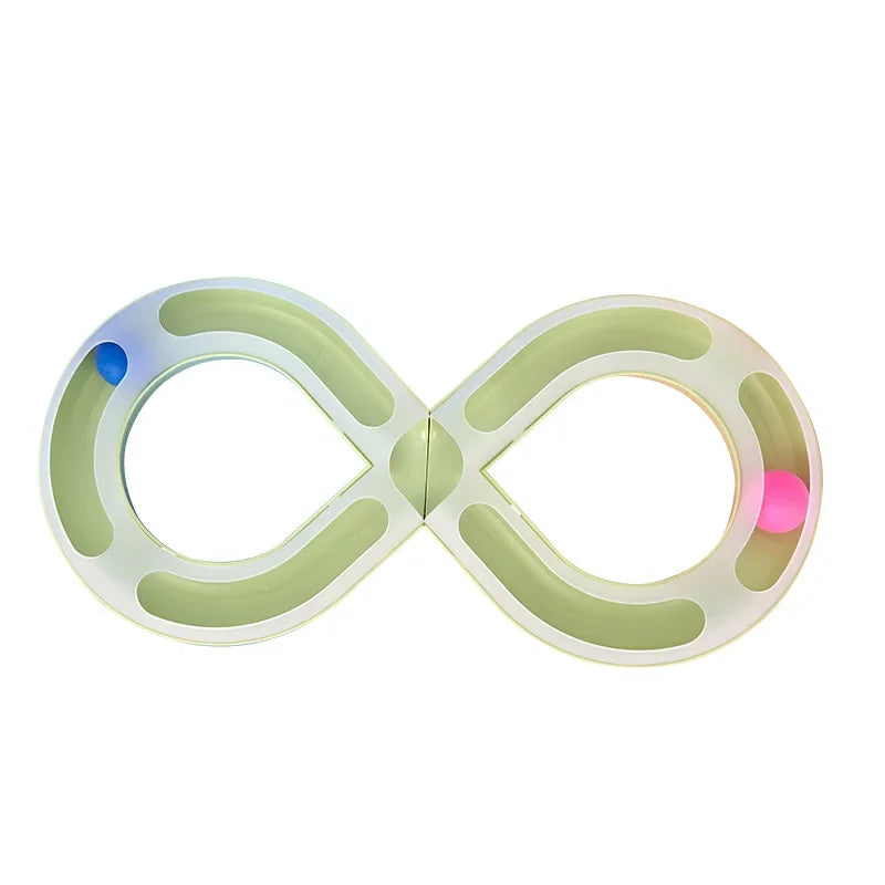 Interactive Cat Toy with S-Shaped Roller Circuit – Rotating Running Balls, Tunnel Design & Turntable Track for Kittens – Fun Pet