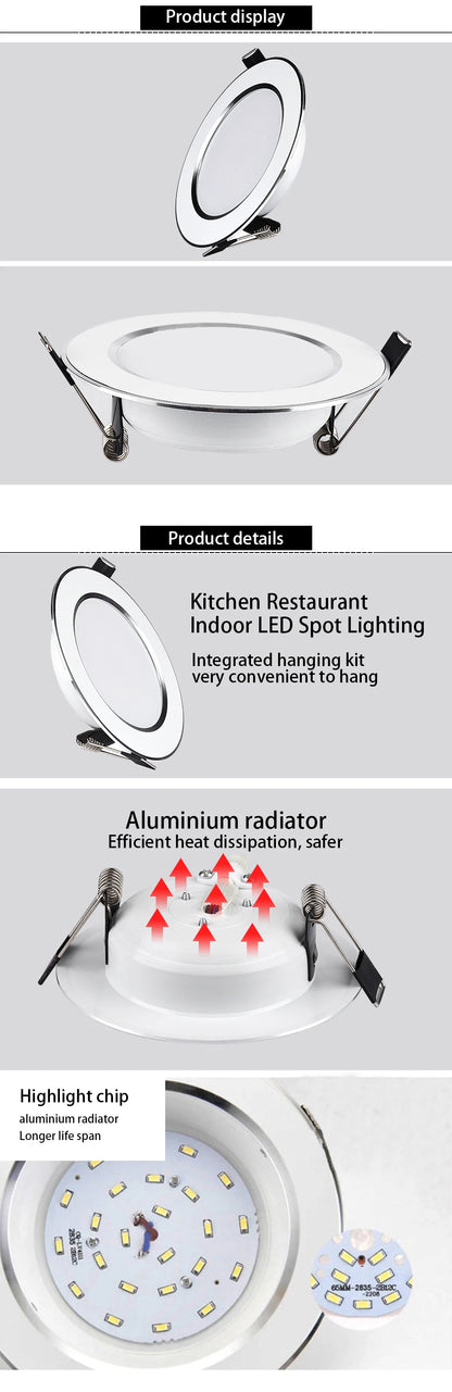 LED tube light 3W 5W 7W 9W 12W 15W embedded ceiling light AC 220V bedroom corridor living room ceiling light spotlight