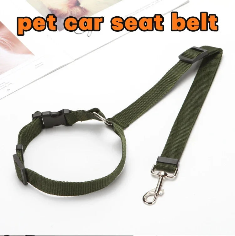 Nylon Safety Belt for Dogs Solid Color Two-in-one Pet Car Seat Belt Leash Adjustable Dog Harness Collar Products Pet Accessories