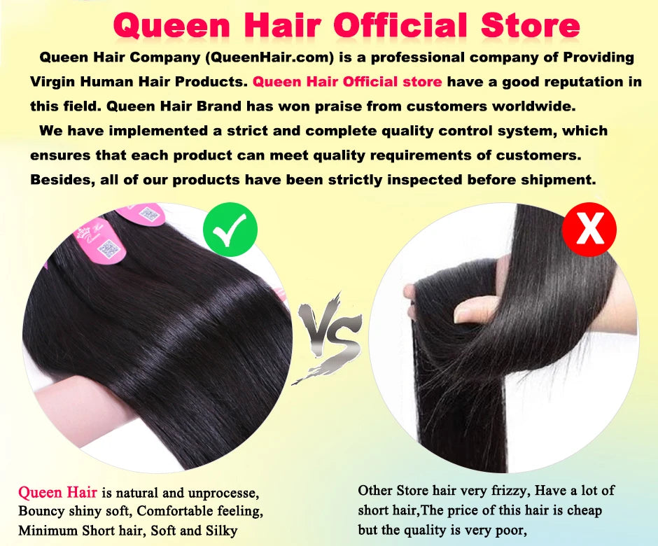 Queen Hair Raw Straight Hair 100% Human Hair Unprocessed Raw Hair Bundles Weave Extension Brazilian Hair Natural Color