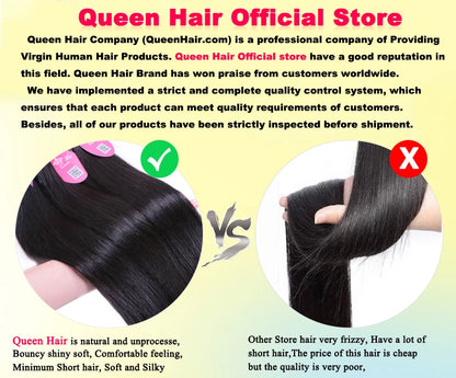 Queen Hair Raw Straight Hair 100% Human Hair Unprocessed Raw Hair Bundles Weave Extension Brazilian Hair Natural Color
