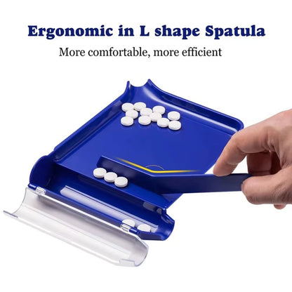 Pill Counting Tray Tablet Counter Dispenser Pills Plate Splitter with Spatula Tool for Pharmacy Technician Doctor Pharmacists