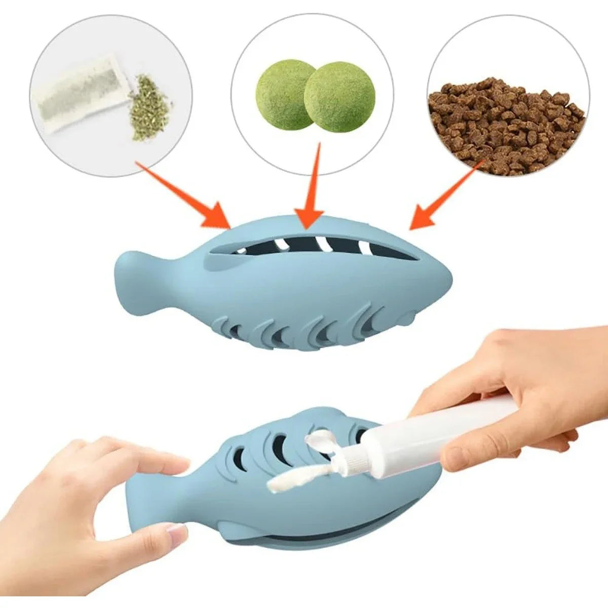 Interactive Cat Toy for Indoor Cats Food Dispenser Feeder Blue Treat & Catnip Stuffer Fun Engaging Pet Play