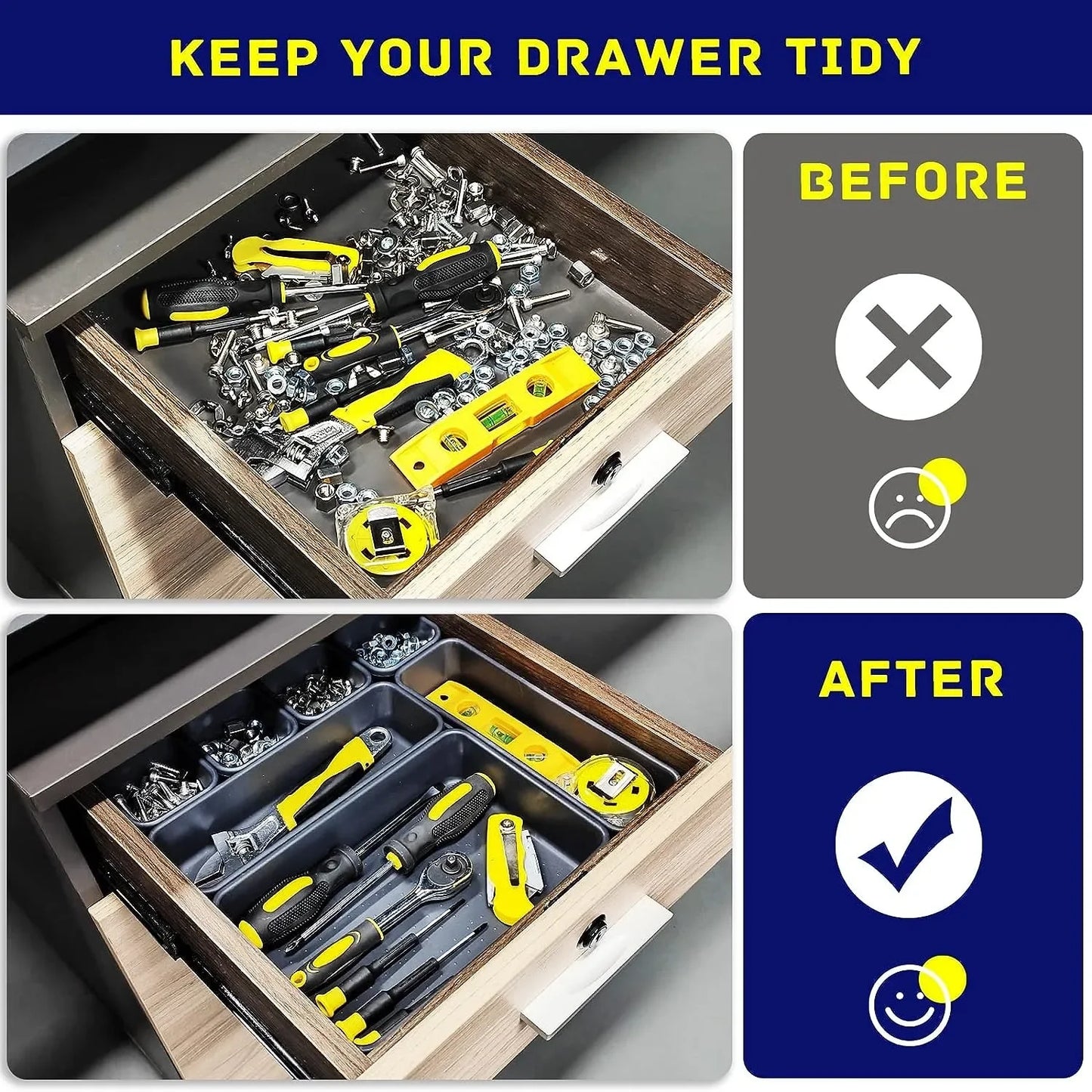 Drawer Organization 8/26/47pcs Tool Tray Tool Box Organizer Tray Dividers Set Workbench Cabinet Bins Tool Chest Garage Hardware