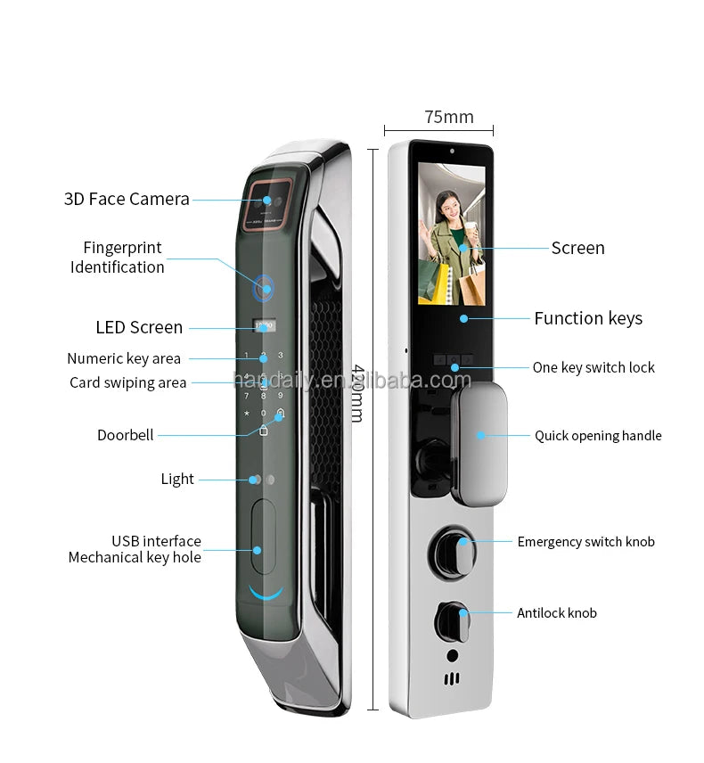Usmart Go Smart Door Lock  Fingerprint Intelligent Digital Support Real Time Video Intercom Function Smart Door Lock