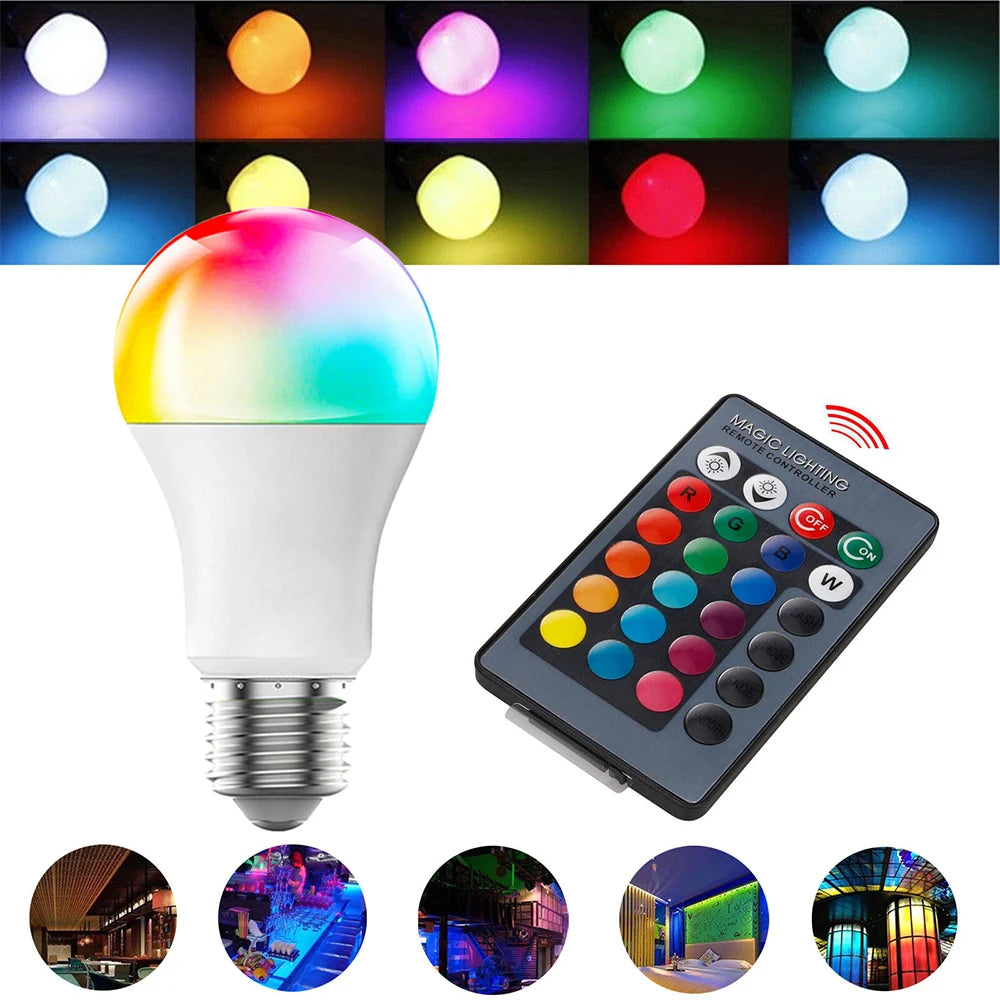 10W 15W 20W E27 LED Bulb Light Color Changing Spotlight IR Remote Control LED Bulb Smart RGBW Atmosphere Light Bar Home Decor