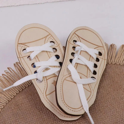 Teaching Tie Shoelaces Wooden Lacing Shoe Toy Tying Shoelaces Boards Learn to Tie Laces Toy Montessori Educational Toy