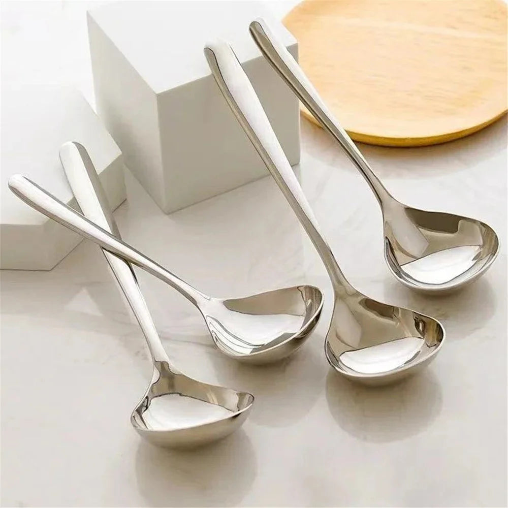 Korean Stainless Steel Thickening Spoon Creative Long Handle Hotel Hot Pot Spoon Soup Ladle Home Kitchen Essential Tools