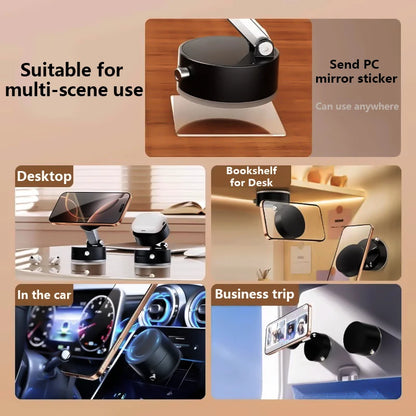 Magnetic Car Phone Mount 2-Sided Suction Cup Foldable Holder Strong Grip for Dashboard Windshield Universal Accessory